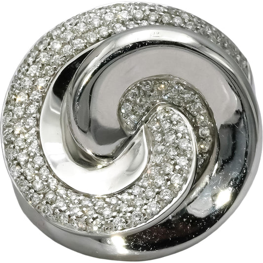 ROBERTO COIN 18k White Gold VS Round Diamond Spiral Cocktail Ring 1.0CT Sz 7.25