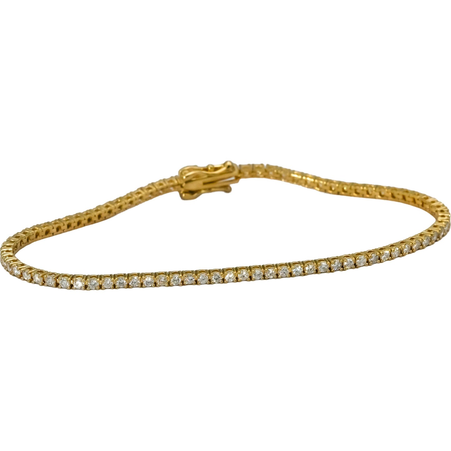 14k Yellow Gold VS Round Diamond Tennis Bracelet 1.65CT