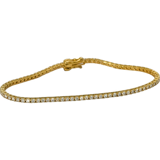 14k Yellow Gold VS Round Diamond Tennis Bracelet 1.65CT