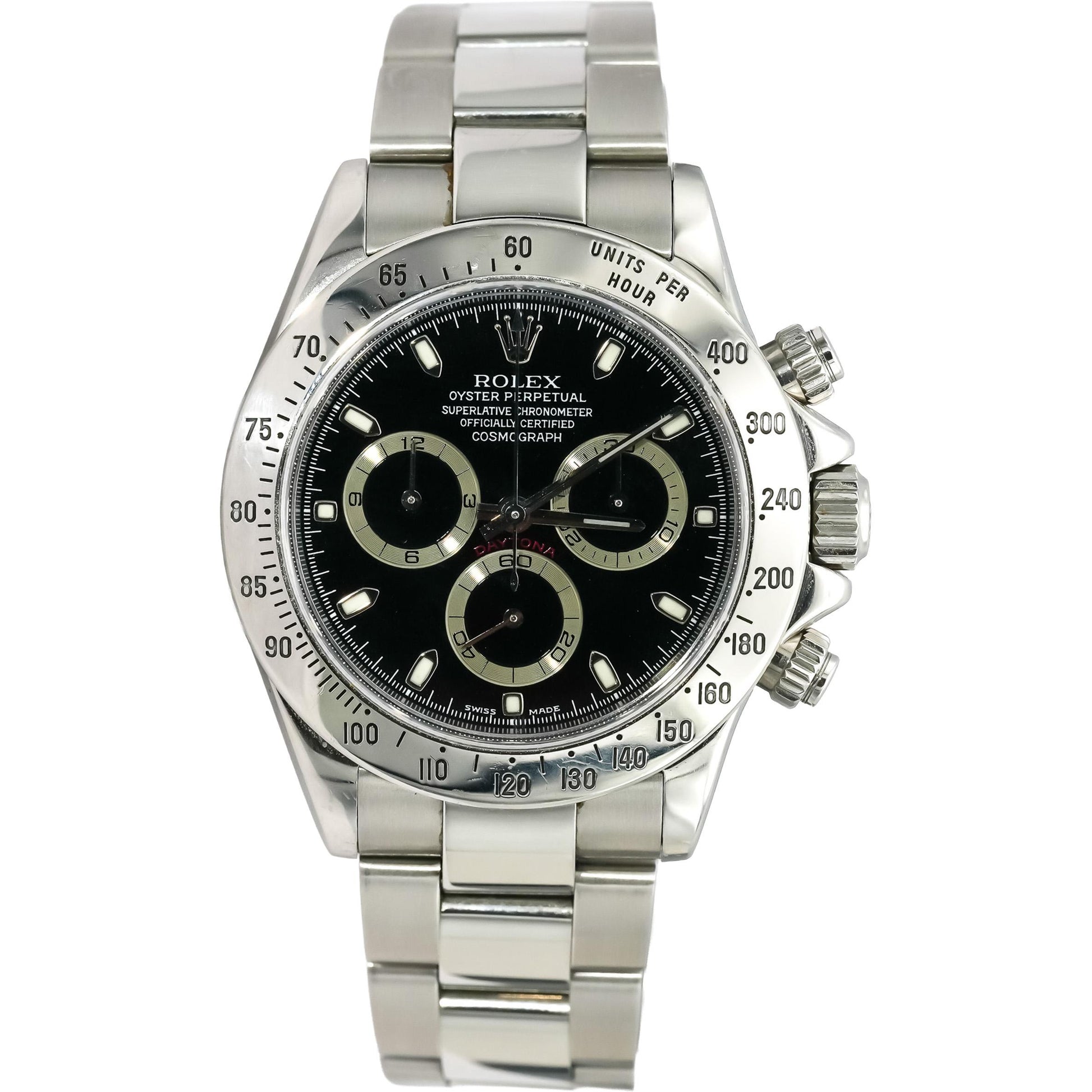 ROLEX Stainless Steel Cosmograph Daytona Black Dial Automatic Watch Ref. 116520
