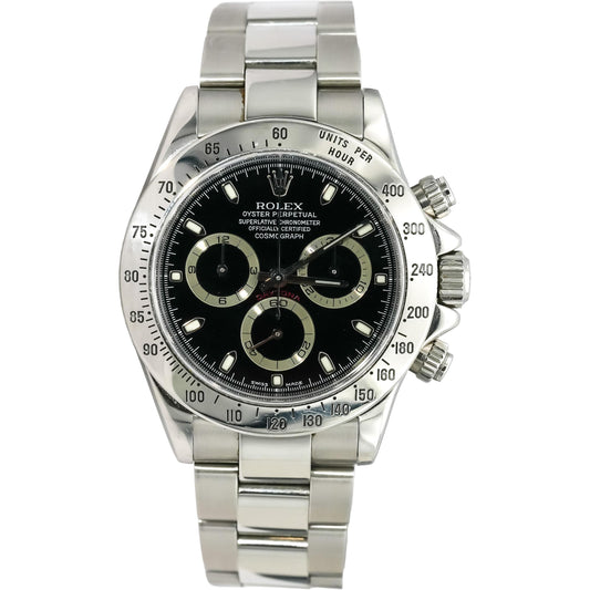 ROLEX Stainless Steel Cosmograph Daytona Black Dial Automatic Watch Ref. 116520
