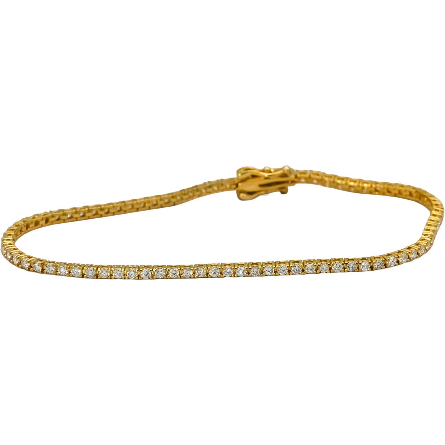 14k Yellow Gold Round Natural Diamond Tennis Bracelet 1.66CT