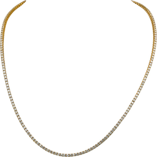 14k Yellow Gold VS Round Natural Diamond Tennis Necklace 5.42CT