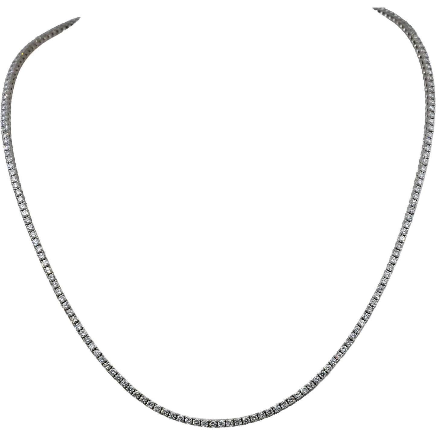14k White Gold VS Round Natural Diamond Tennis Necklace 5.44CT