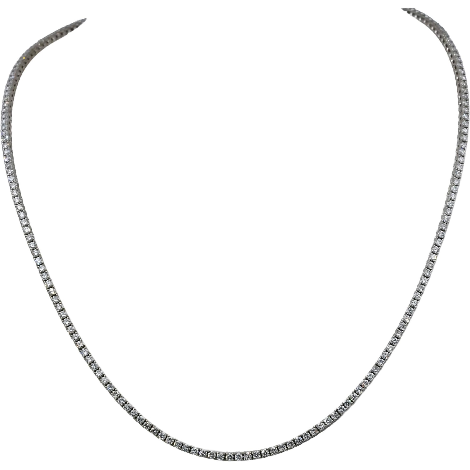 14k White Gold VS Round Natural Diamond Tennis Necklace 5.44CT