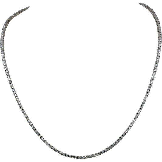14k White Gold VS Round Natural Diamond Tennis Necklace 5.44CT
