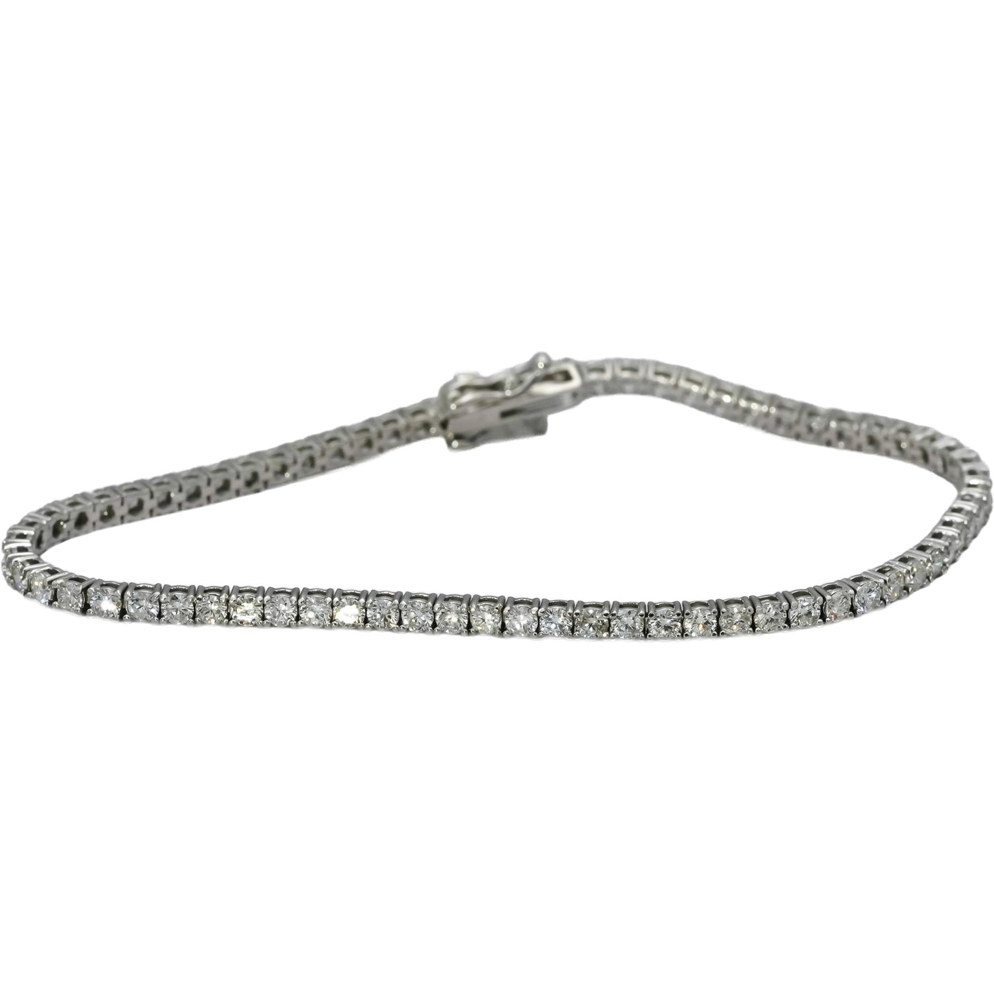 14k White Gold VS Round Natural Diamond Tennis Bracelet 3.45CT