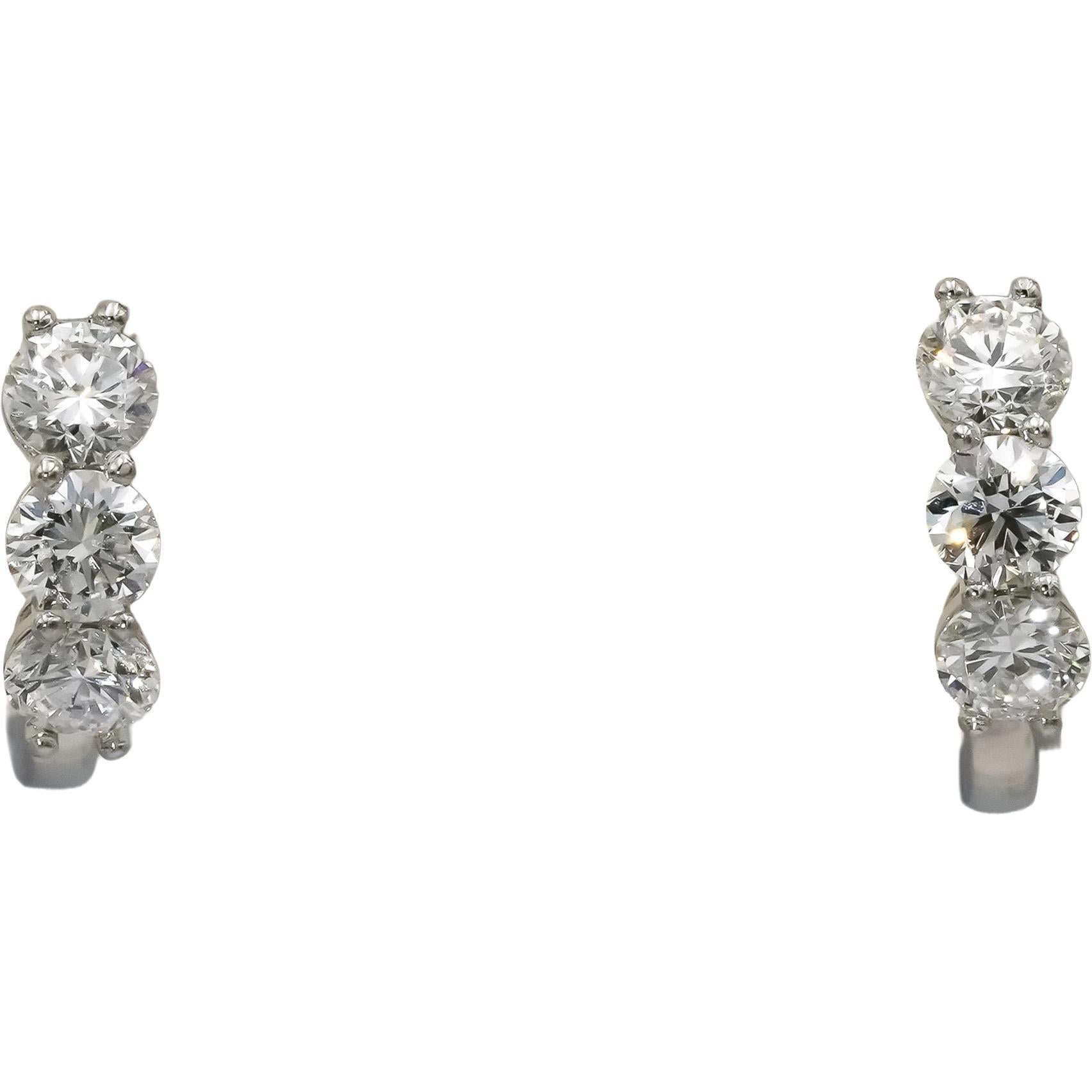 Platinum VS Round Lab-Grown Diamond Huggie Earrings 1.68CT