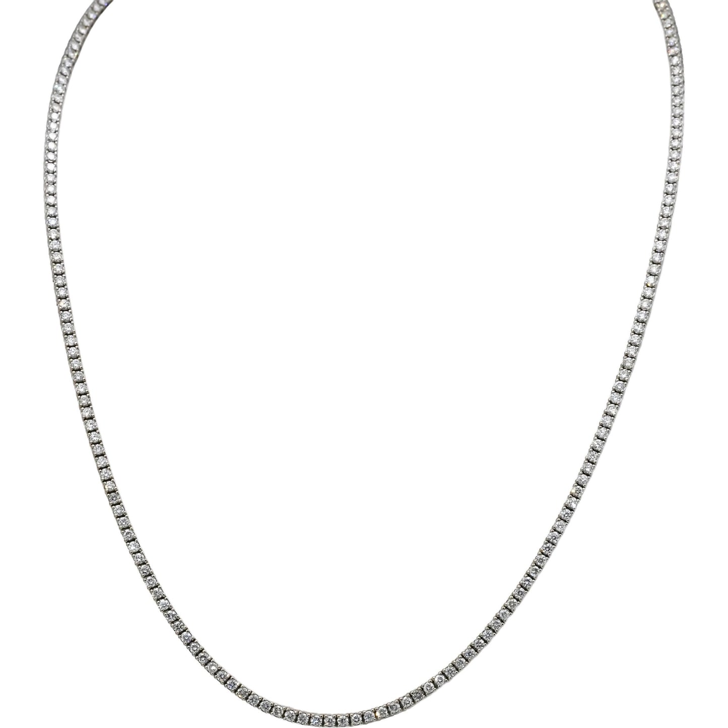 14k White Gold VS Round Natural Diamond Tennis Necklace 5.15CT