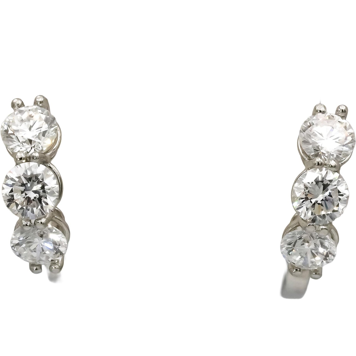 Platinum VS Round Lab-Grown Diamond Dangle Huggie Earrings 3.18CT