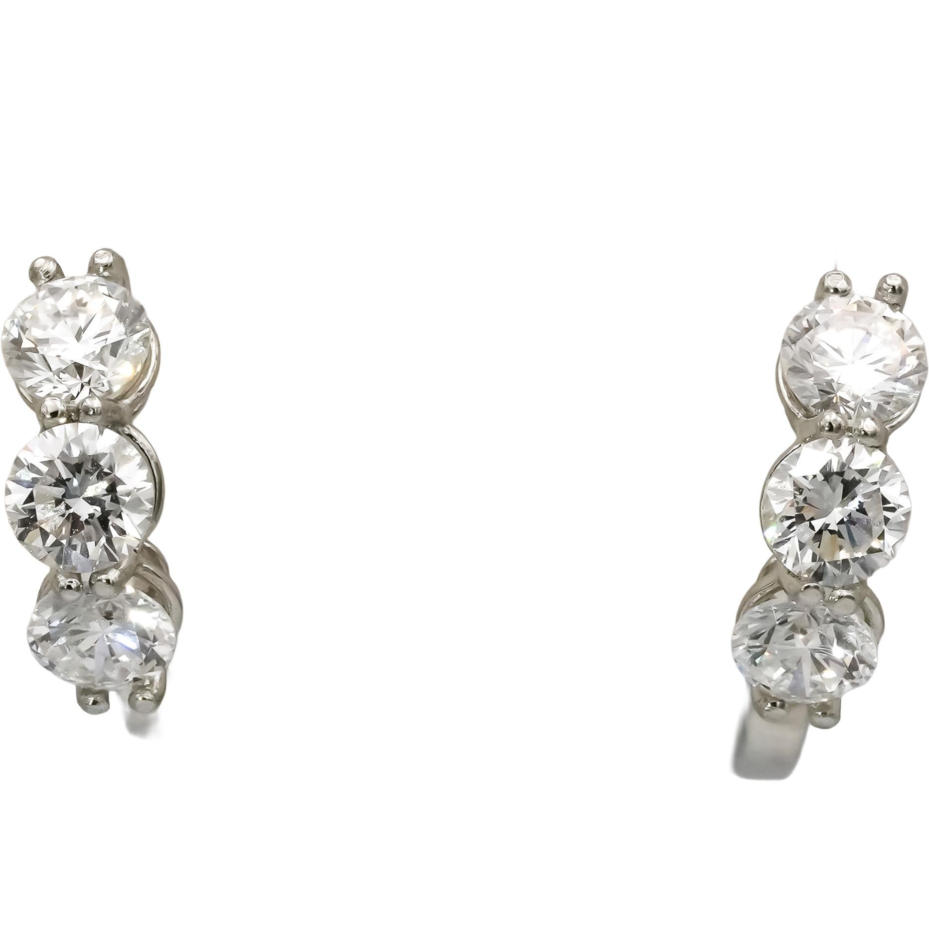Platinum VS Round Lab-Grown Diamond Dangle Huggie Earrings 3.18CT