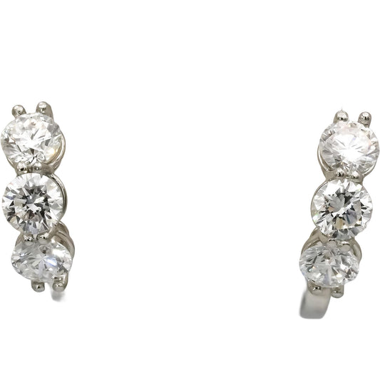 Platinum VS Round Lab-Grown Diamond Huggie Earrings 3.12CT