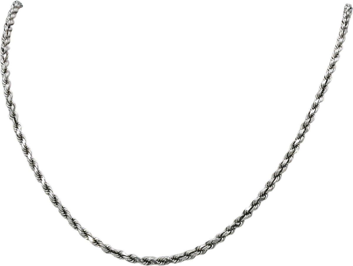 10k White Gold Diamond Cut Solid Rope Chain Necklace 4.0mm Wide