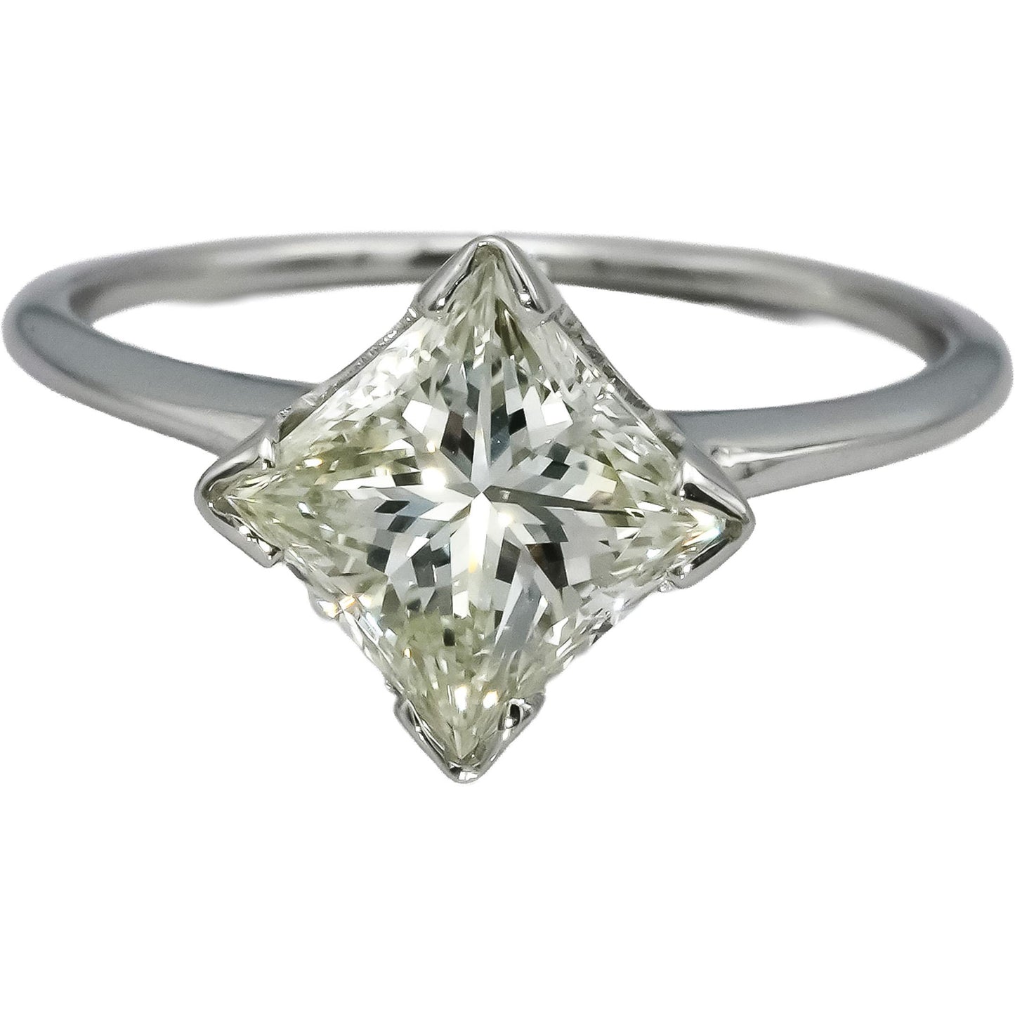18k White Gold VS Princess Cut Natural Diamond Solitaire Ring 2.59CT Size 9.25