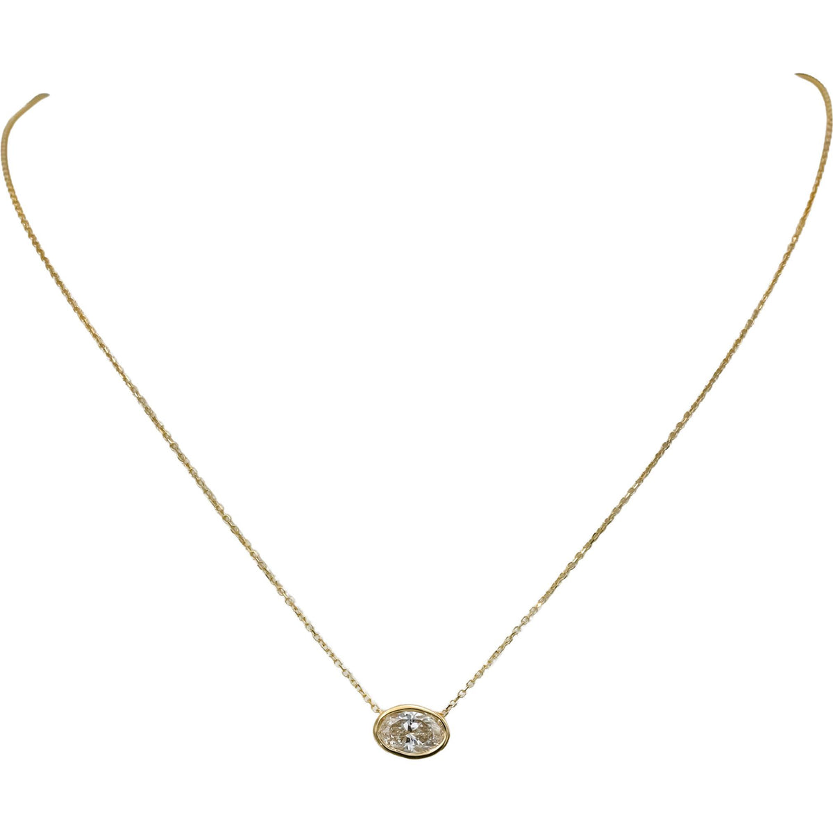 14k Yellow Gold VS Oval Cut Lab-Grown Diamond Solitaire Pendant Necklace 0.98CT