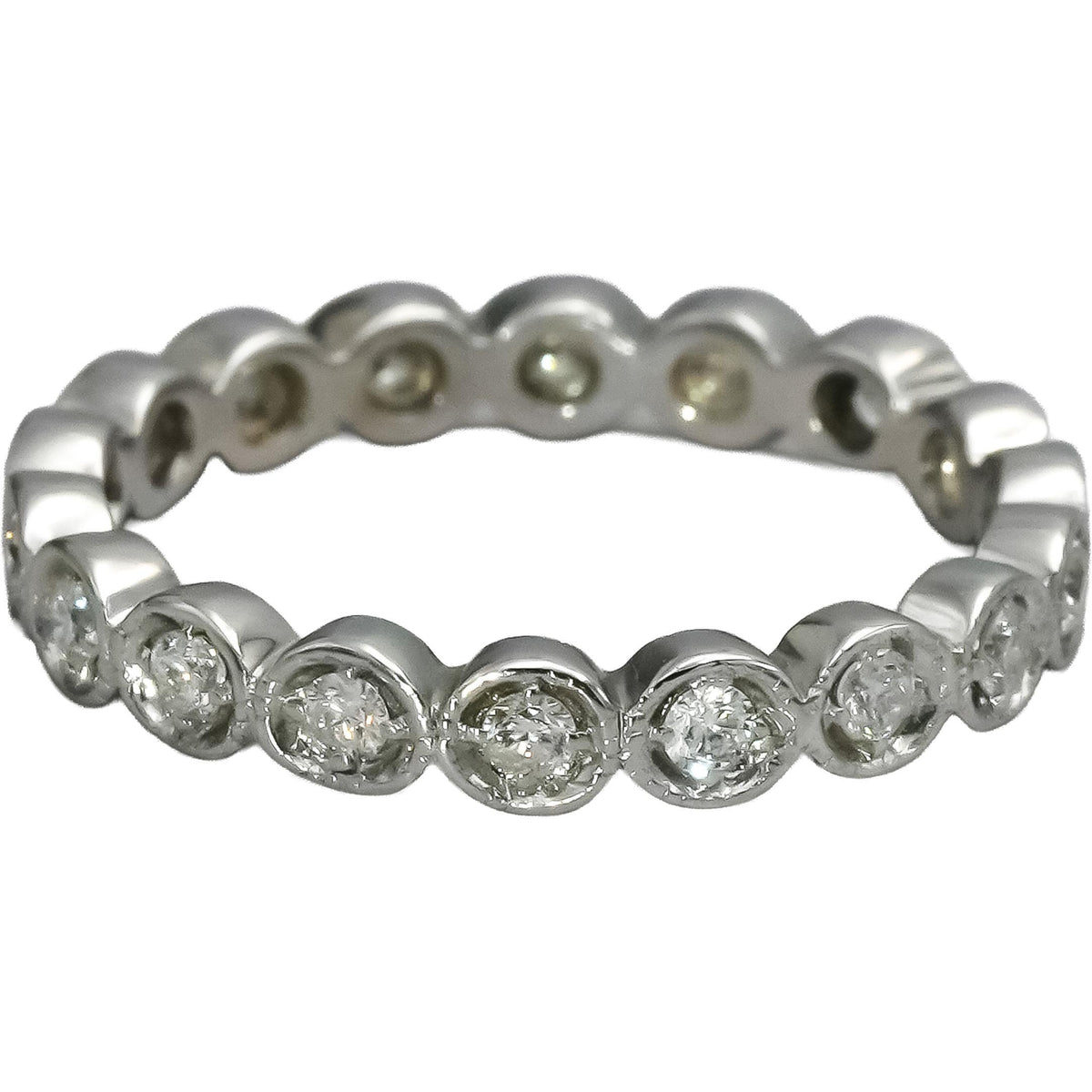 14k White Gold VS Round Natural Diamond Eternity Band Ring 0.33CT Size 4.25