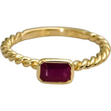 EFFY 14k Yellow Gold Emerald Cut Ruby Solitaire Ring 0.50CT Size 6.75