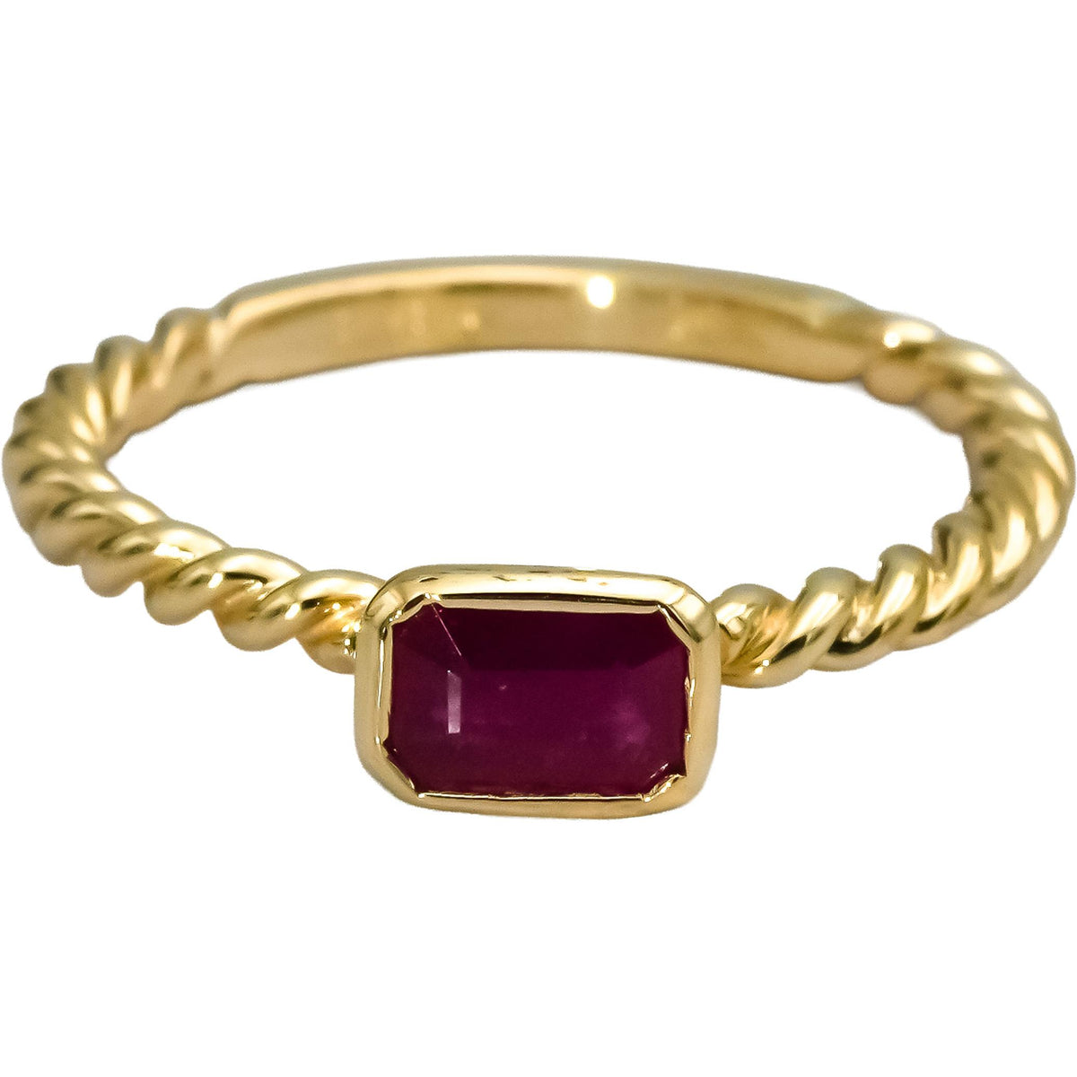 EFFY 14k Yellow Gold Emerald Cut Ruby Solitaire Ring 0.50CT Size 6.75