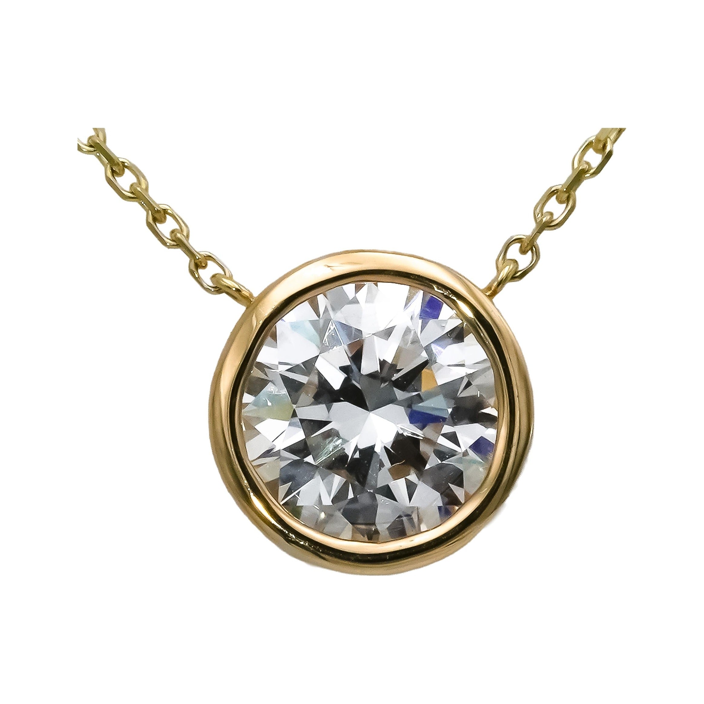 14k Yellow Gold VS Round Lab-Grown Diamond Solitaire Pendant Necklace 2.05CT