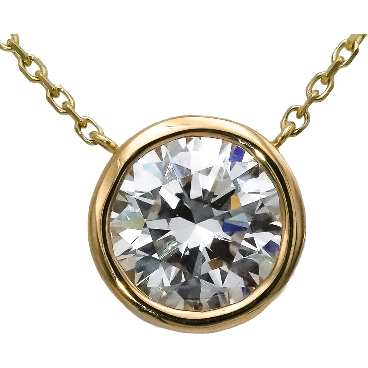 14k Yellow Gold VS Round Lab-Grown Diamond Solitaire Pendant Necklace 2.05CT