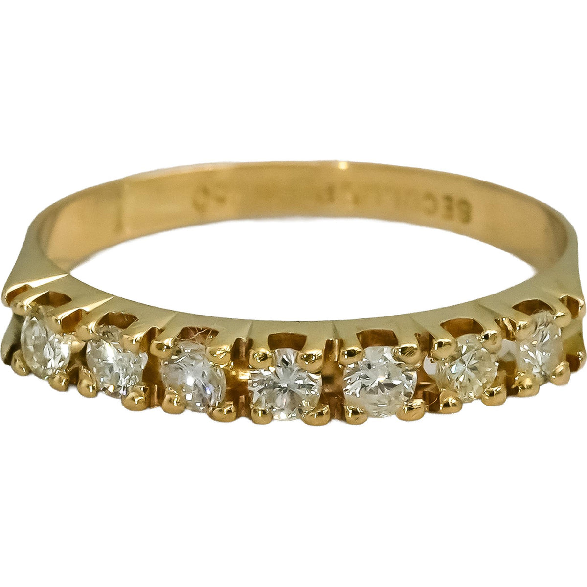 18k Yellow Gold Round Diamond Band Ring 0.35CT Size 5.75