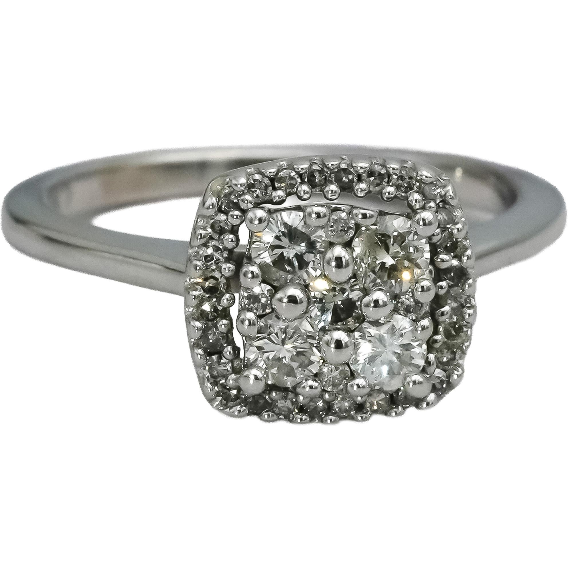 10k White Gold Round Diamond Cluster Cocktail Ring 0.50CT Size 6