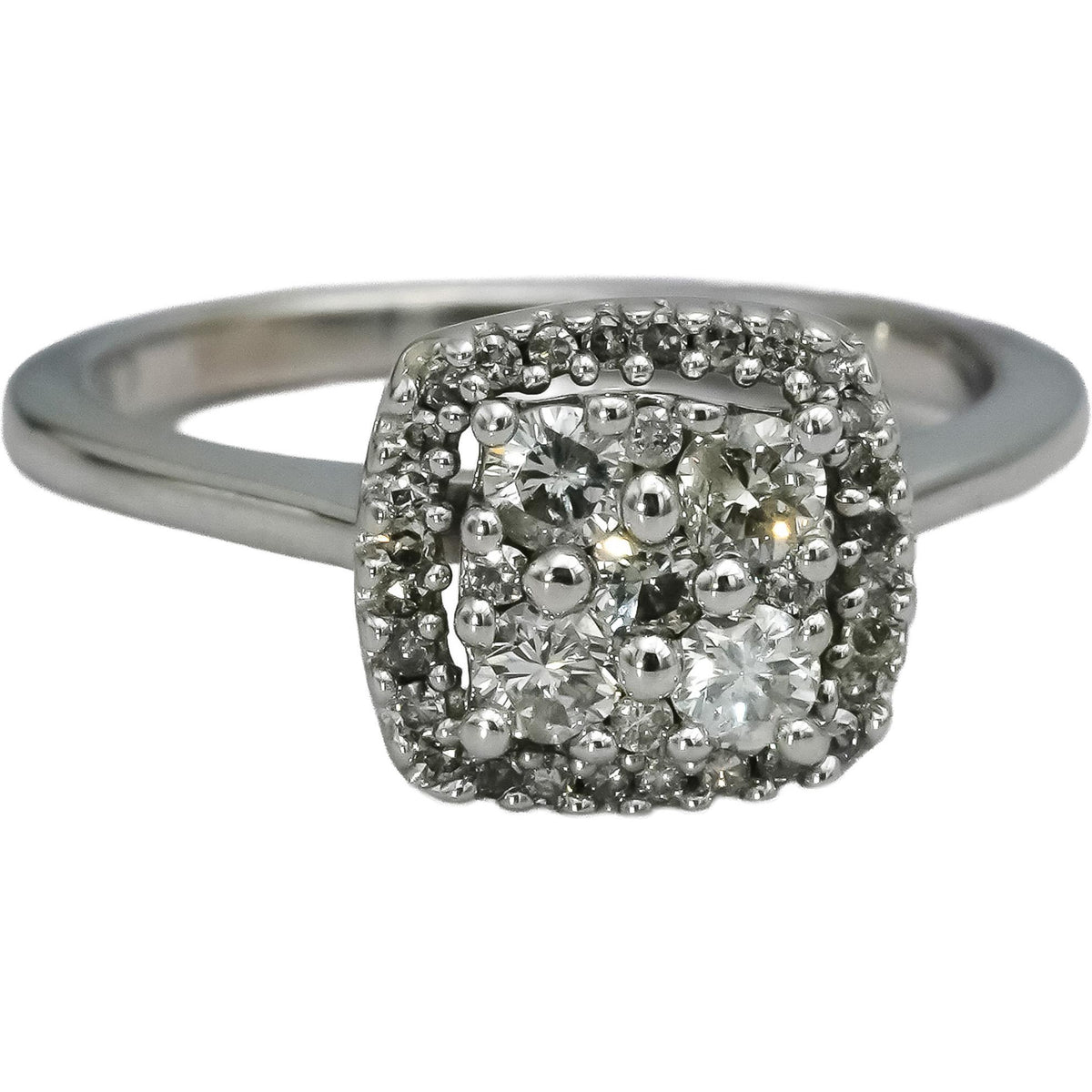 10k White Gold Round Diamond Cluster Cocktail Ring 0.50CT Size 6