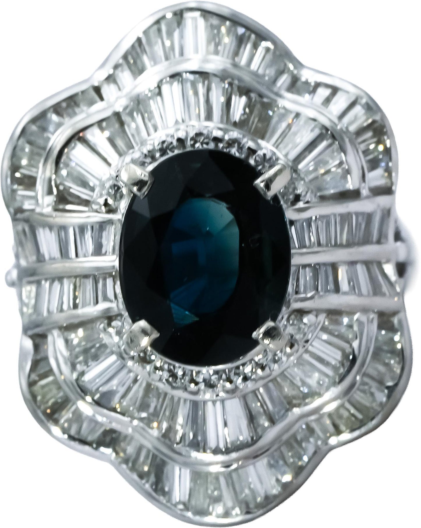 Platinum VS Diamond and Sapphire Cocktail Ring 3.87CT Size 6