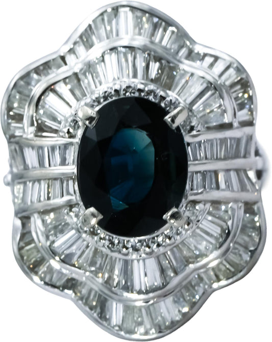 Platinum VS Diamond and Sapphire Cocktail Ring 3.87CT Size 6