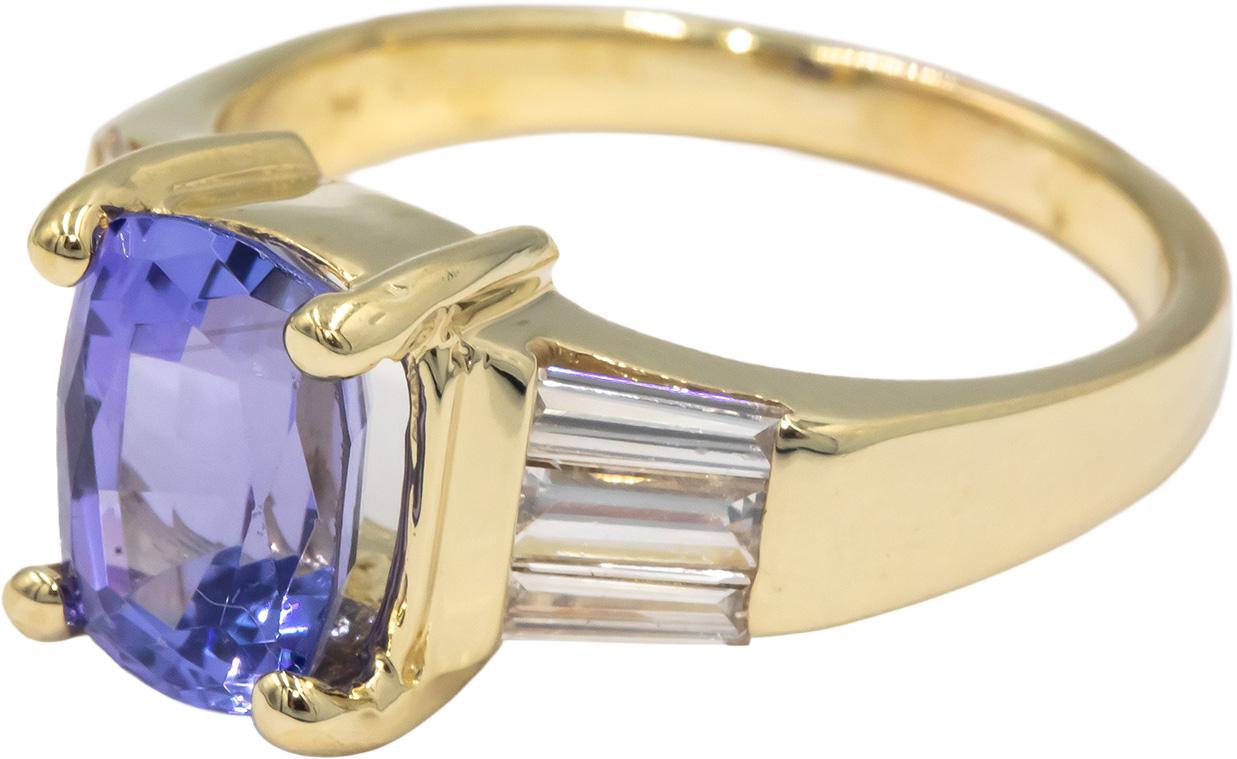 14k Yellow Gold 3.20CT VS Diamond and Tanzanite Cocktail Ring Size 7.75