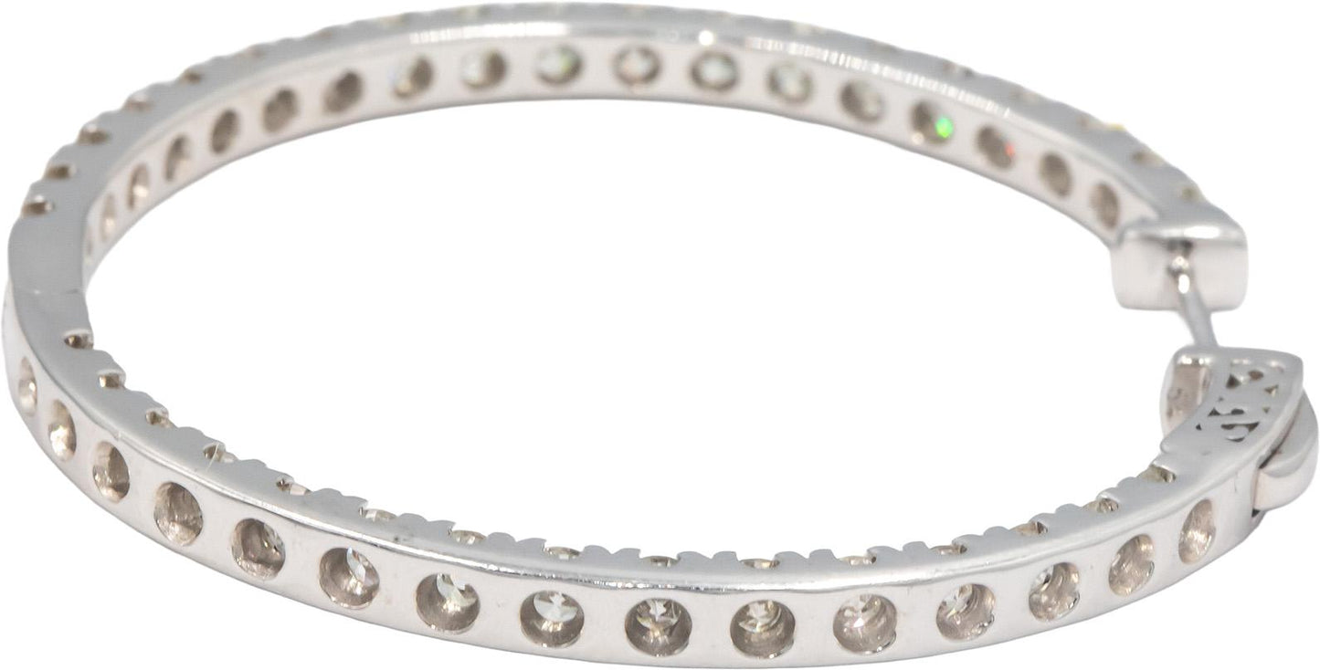Diamond 10k White Gold Large Inside Out Hoop Earrings 6.0CT
