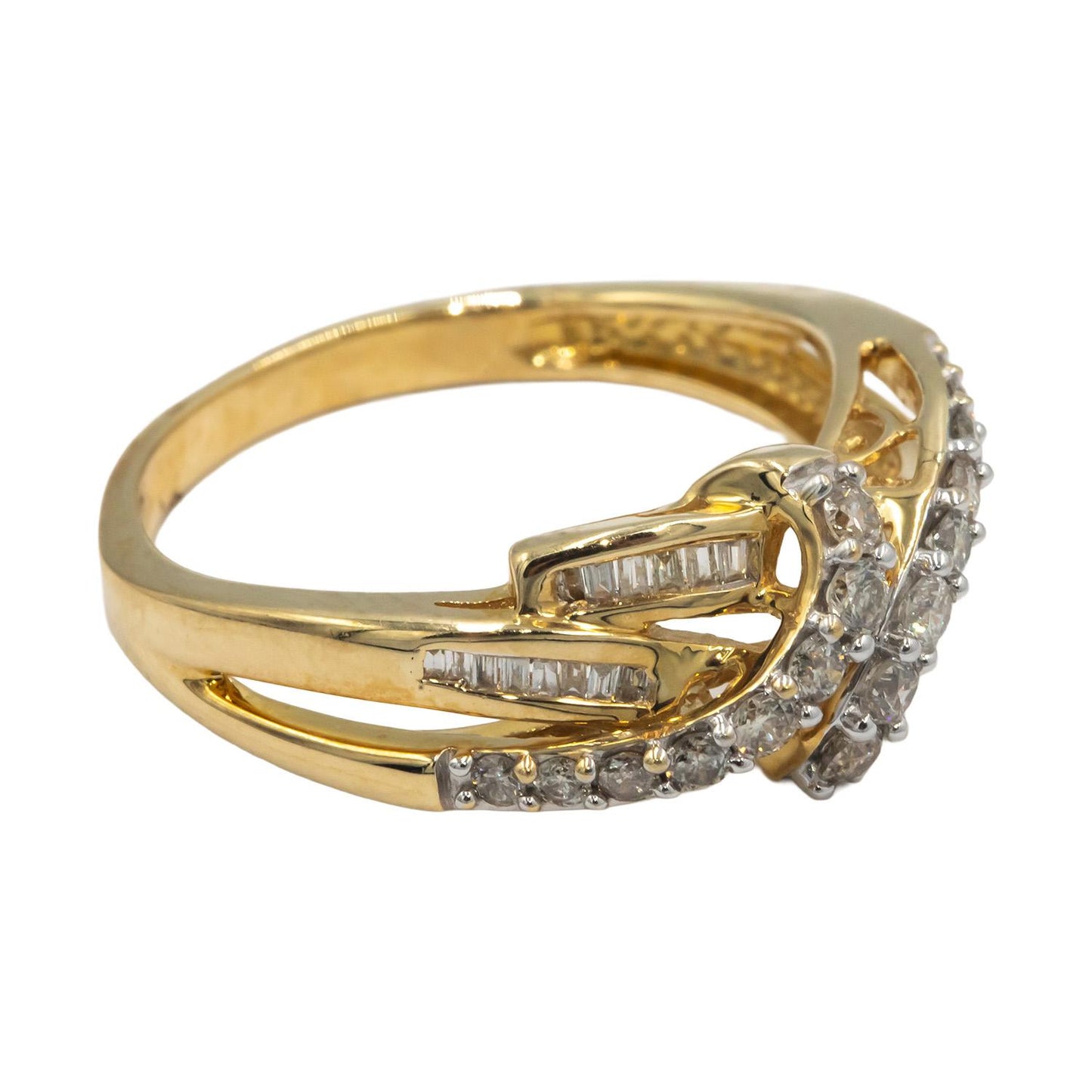 10k Yellow Gold 0.50CT Diamond Pass By Style Ring Size 7.75