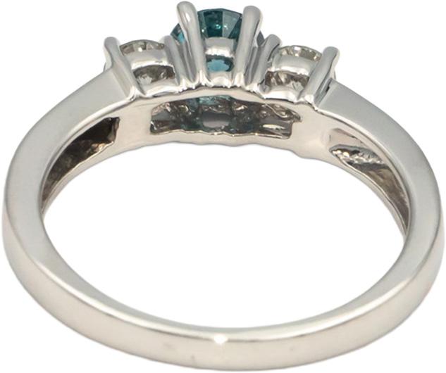 14k White Gold 0.78CT White and Irradiated Blue Diamond Ring Size 7.5