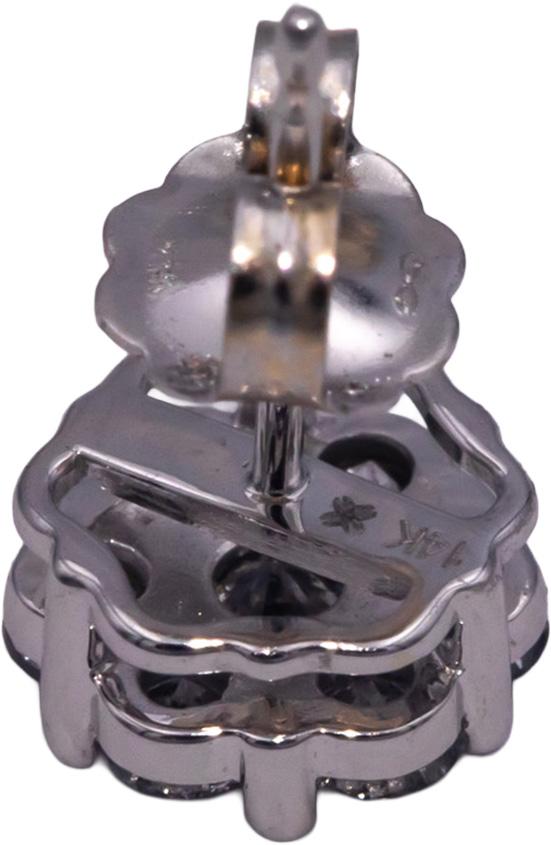 14k White Gold 0.80CT Diamond Cluster Flower Stud earrings