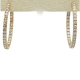 10k Yellow Gold Round Diamond Inside Out Hoop Earrings 5.0CT