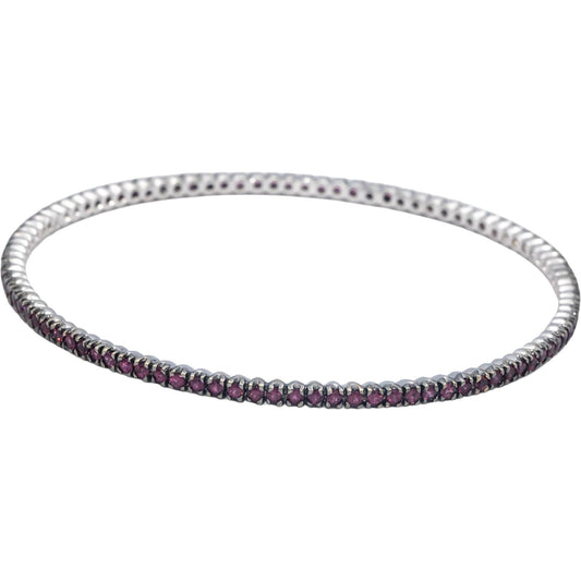 18k White Gold 3.0CT Round Cut Pink Tourmaline Stackable Bangle Bracelet