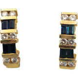 14k Yellow Gold VS Diamond and Sapphire Curved Stud Earrings 1.30CT