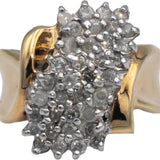 10k White and Yellow Gold Round Diamond Cluster Cocktail Ring 1.0CT Size 7