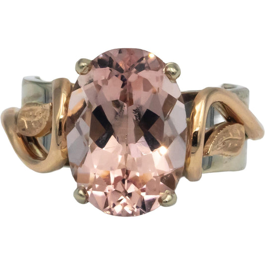 14k White & Rose Gold 6.0CT Pink Tourmaline Floral Ring Size 6