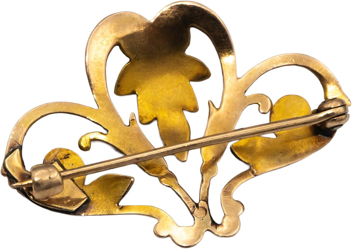 Estate Vintage Antique 14k Yellow Gold Seed Pearl Floral Brooch Pin