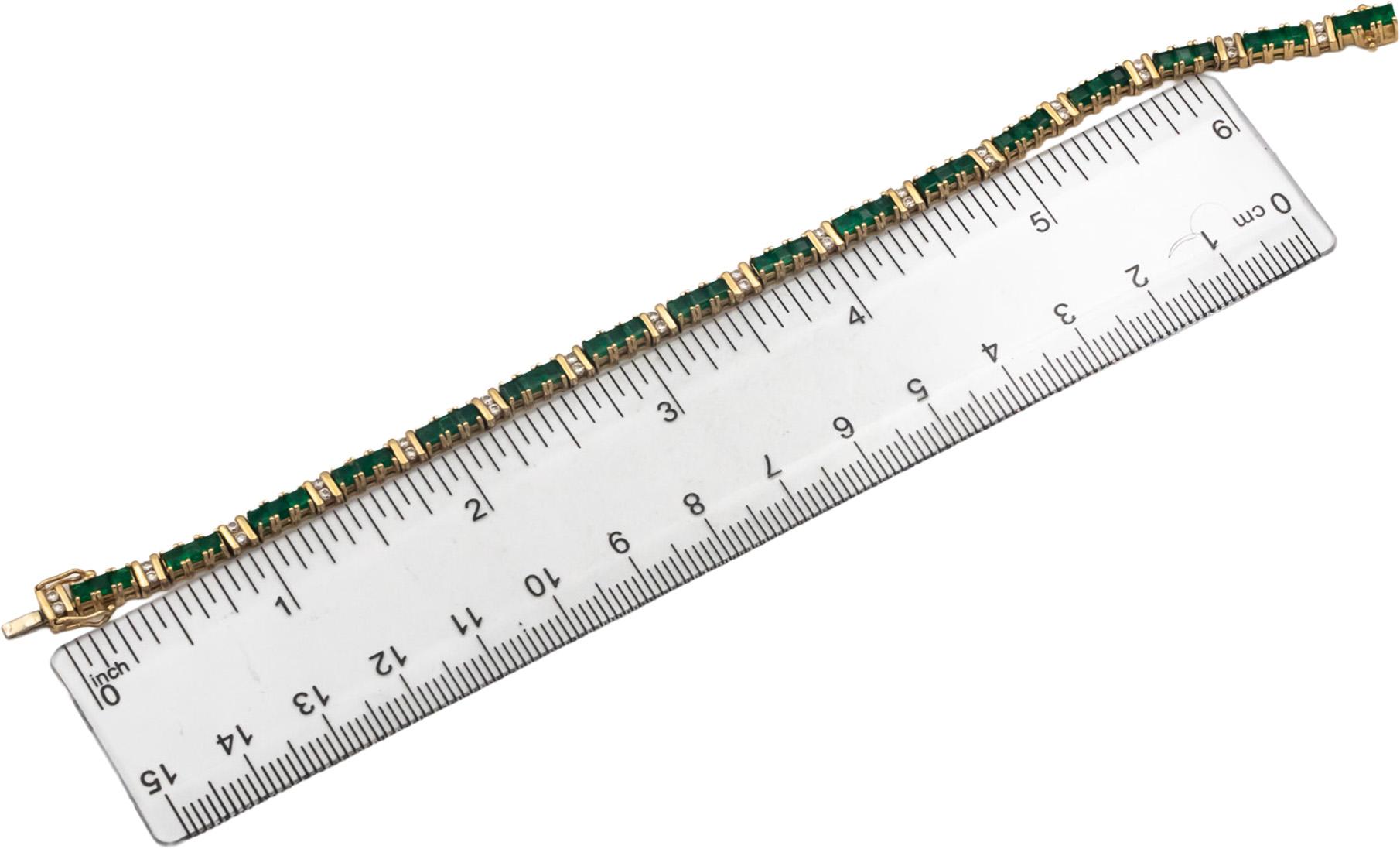 14k Yellow Gold 3.50CT Diamond and Emerald Tennis Bracelet