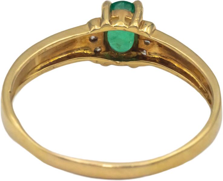 18k Yellow Gold 0.36CT Diamond and Emerald Ring Size 10