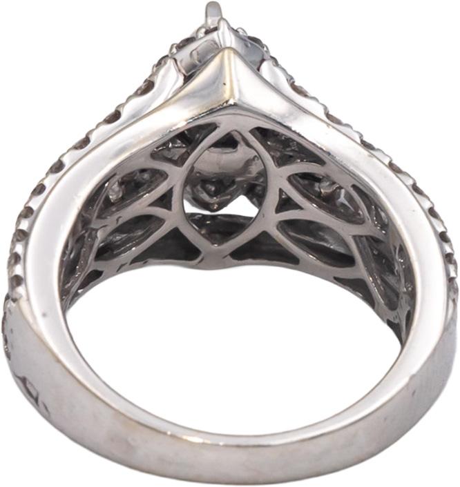 14k White Gold 2.0CT Diamond Cluster Cocktail Ring w/ 0.35CT Center Size 7