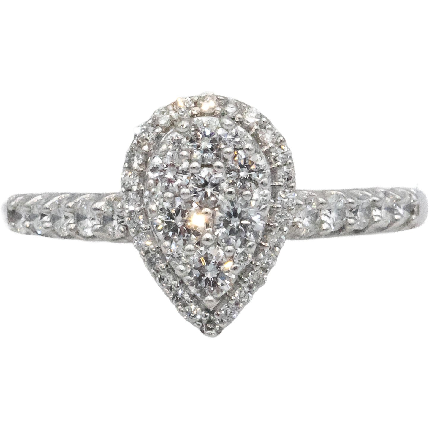 Round Diamond 14k White Gold Cluster Cocktail Ring 0.70CT Size 8.75