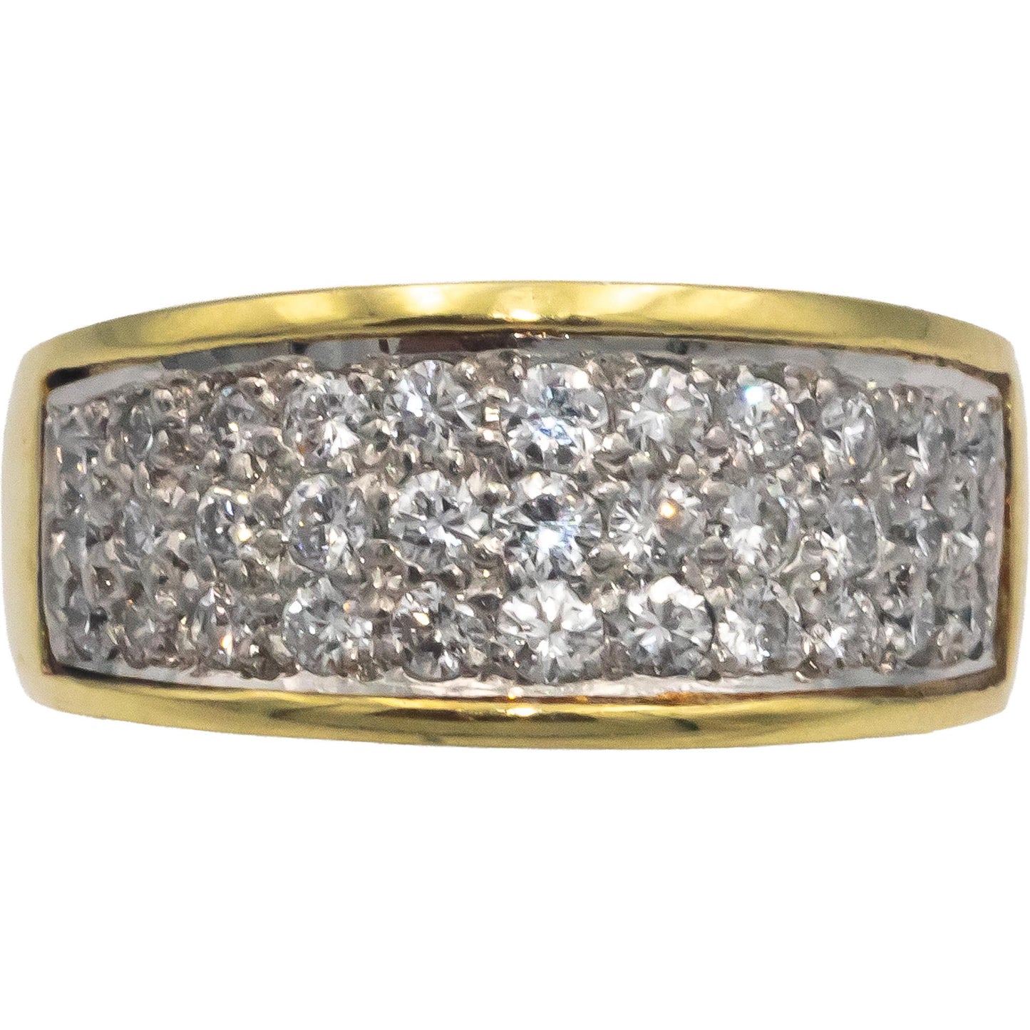 18k Gold & Platinum 0.60CT Round Cut Diamond Cluster Band Ring Size 5