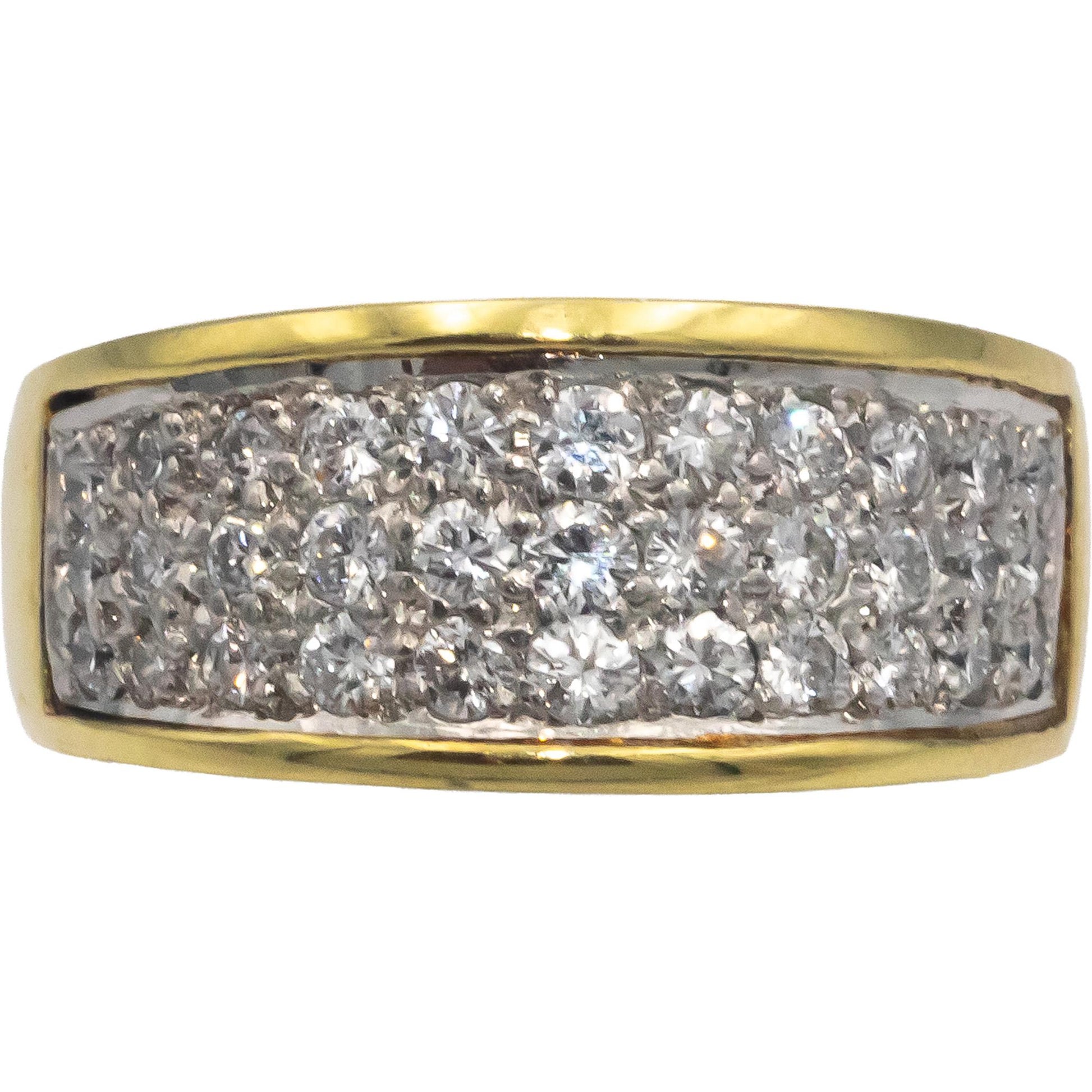 18k Gold & Platinum 0.60CT Round Cut Diamond Cluster Band Ring Size 5