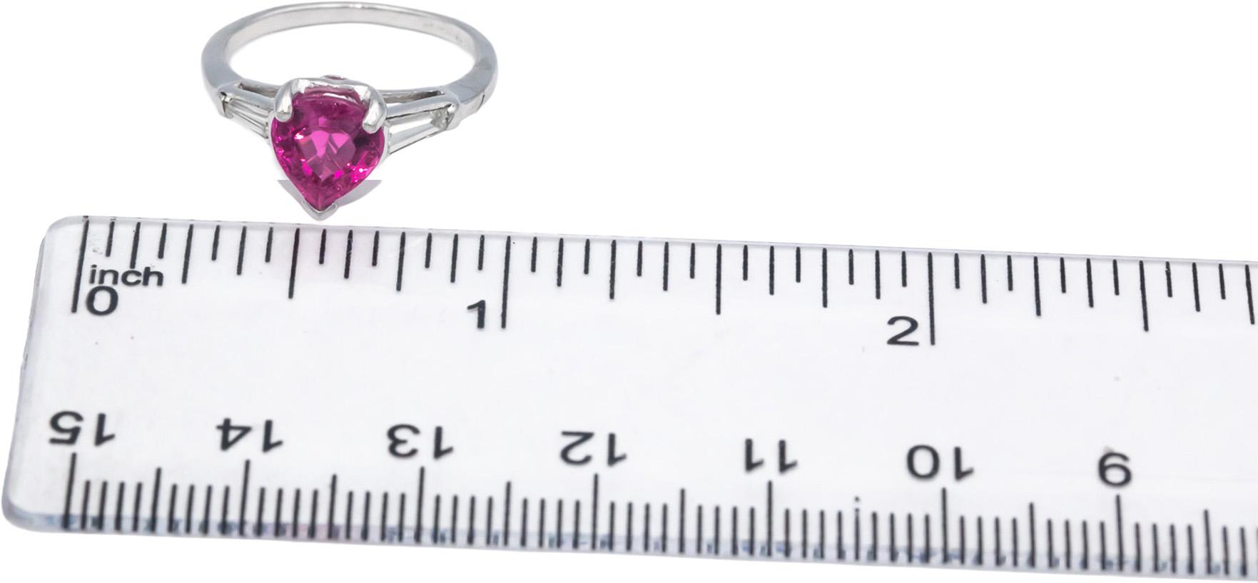 AGL Cert Platinum Jewelry 1.45CT Diamond and Pink Tourmaline Ring Size 5