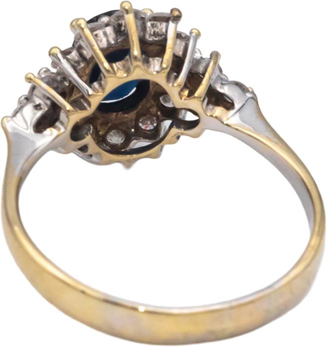 14k Yellow and White Gold 1.21CT Diamond and Sapphire Cluster Ring Size 6.25