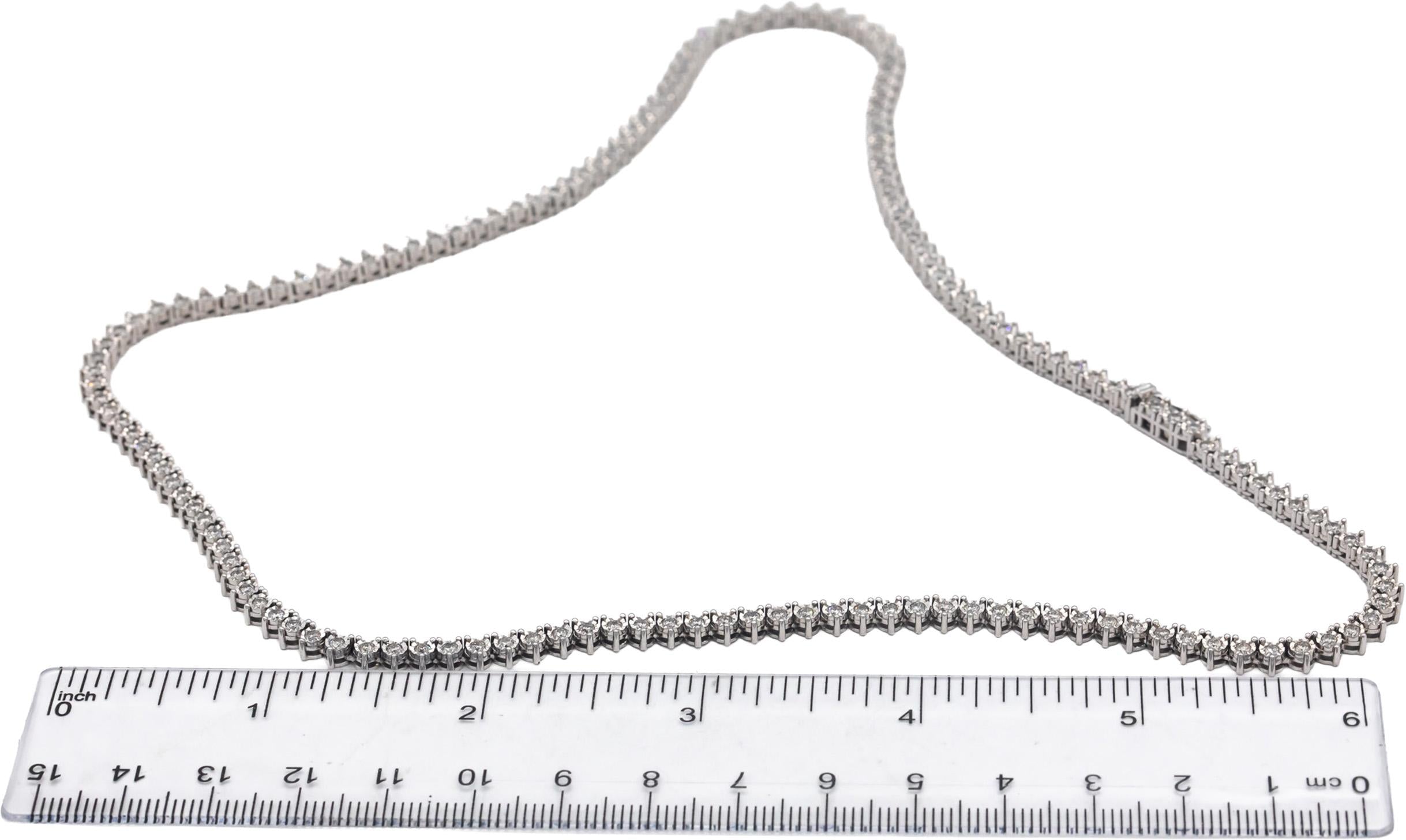 10k White Gold Round Diamond Tennis Necklace 20.5" Long 3.0CT