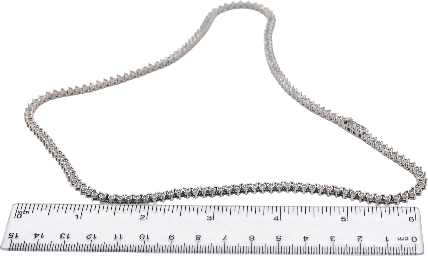 10k White Gold Round Cut Diamond Tennis Necklace 20.5" Long 3.0CT